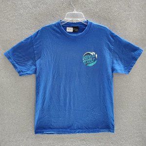 VINTAGE Santa Cruz Men Shirt Medium Blue Logo‎ Waves Graphic Adult Tee